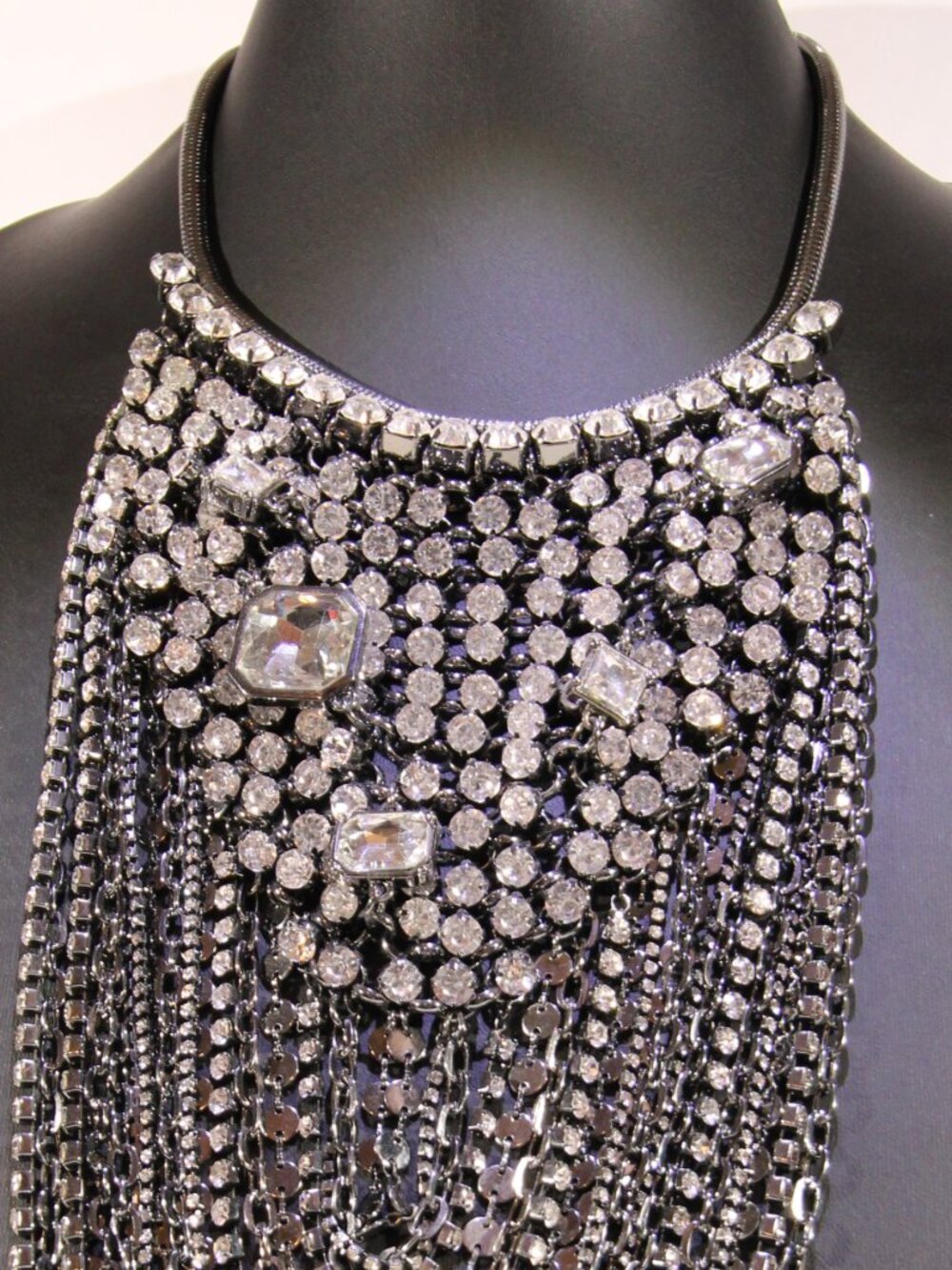 Chico's Couture Festival Gunmetal Color with Multi-Strand Rhinestones - Picture 3 of 7